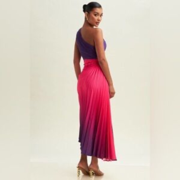 Pinkblush Purple Ombre Pleated Asymmetrical Maternity Maxi Dress - Picture 6 of 8